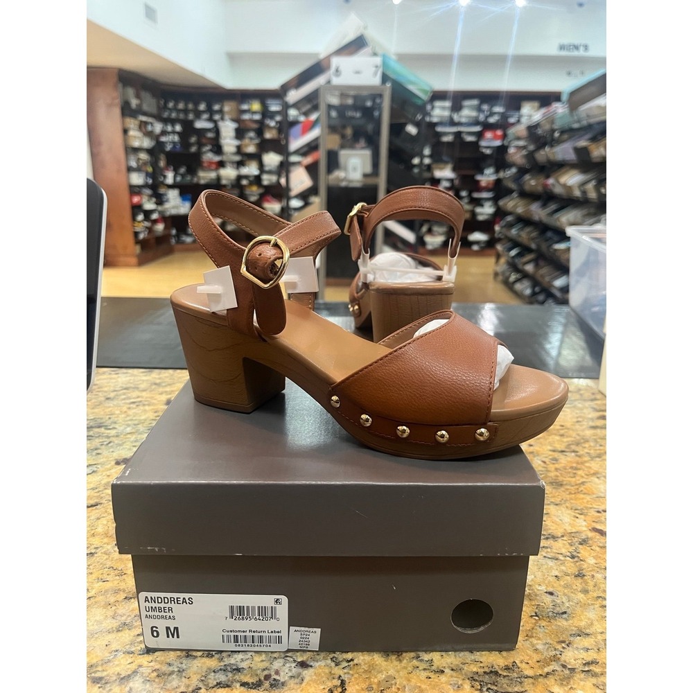 Style & Co Women's Anddreas Platform Block Heel Sandals Brown Strappy Size 6M